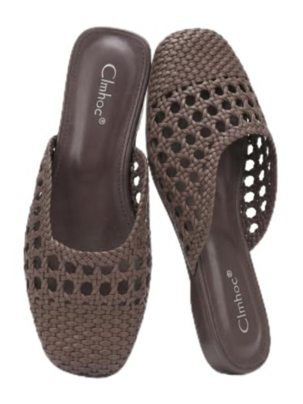 Woven Mules for Women Square Toe Slip on Mesh Flat Sandals Espadrilles Slides